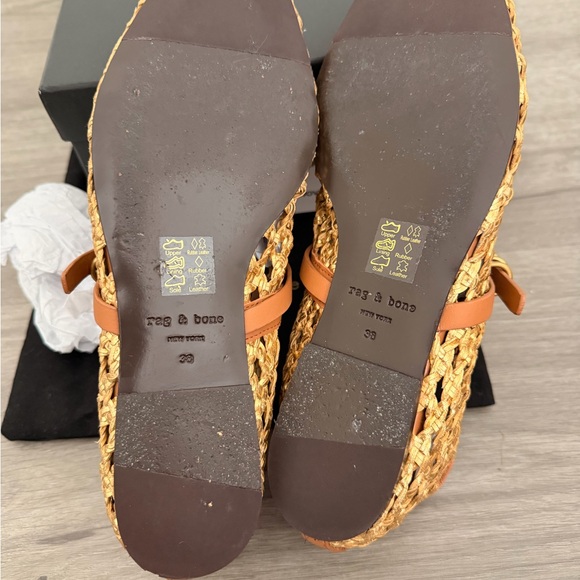 rag & bone Gold Woven Spire Mary Jane Flats with Tan Trim Size 8 US (EU38) - Picture 6 of 6